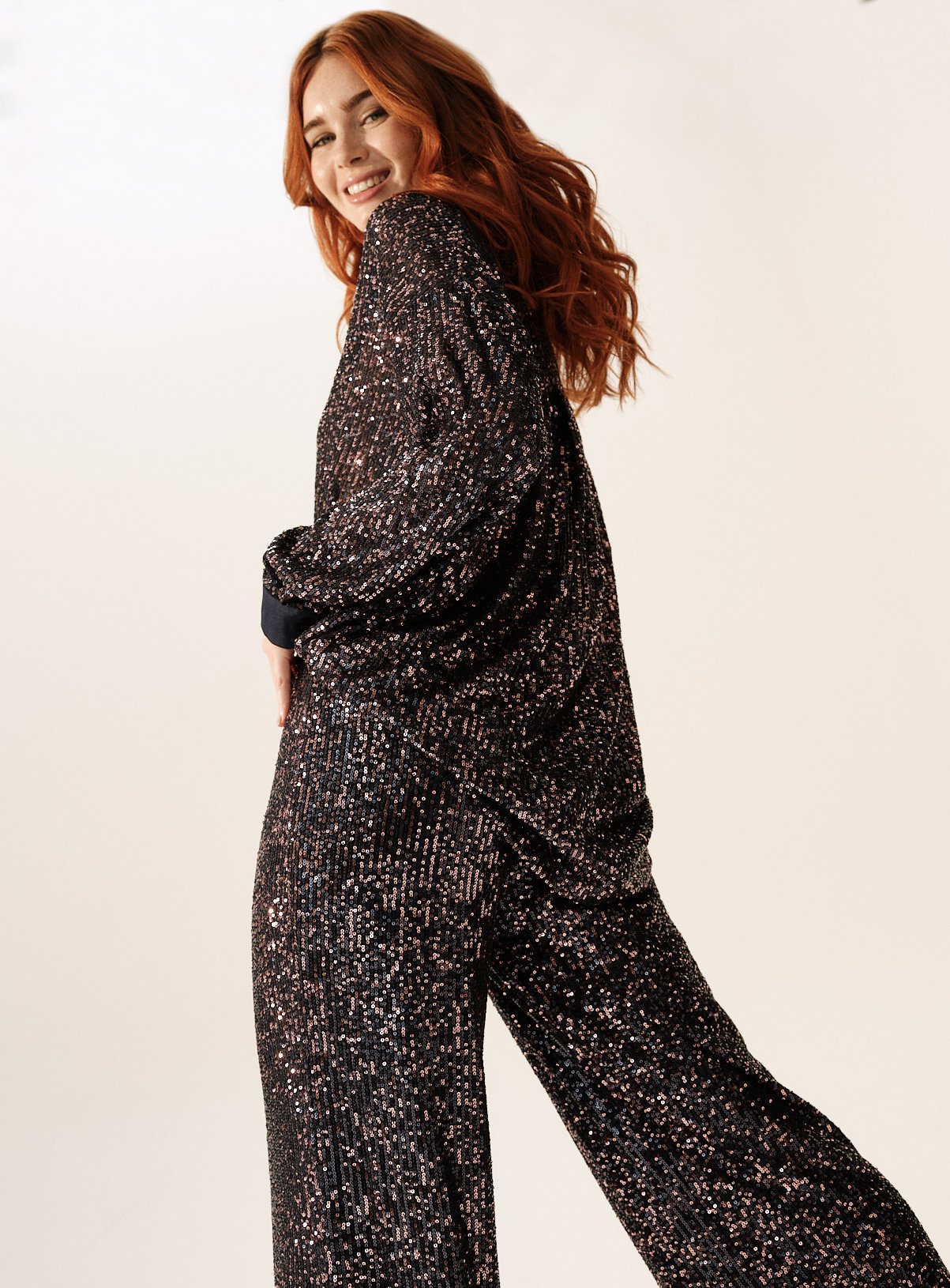 Purple Two-Tone Sequin Wide Leg Co-ord Trousers  8 - Image 5 thumbnail